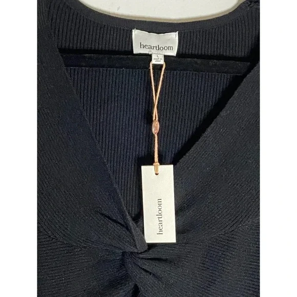NWT Heartloom Ryder Twist Front V Neck Black Ribbed Sweater-sz Large - Picture 9 of 9